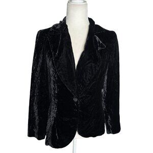 Vintage 70s Velvet Blazer Jacket Small Black One Button Fully Lined Made In USA